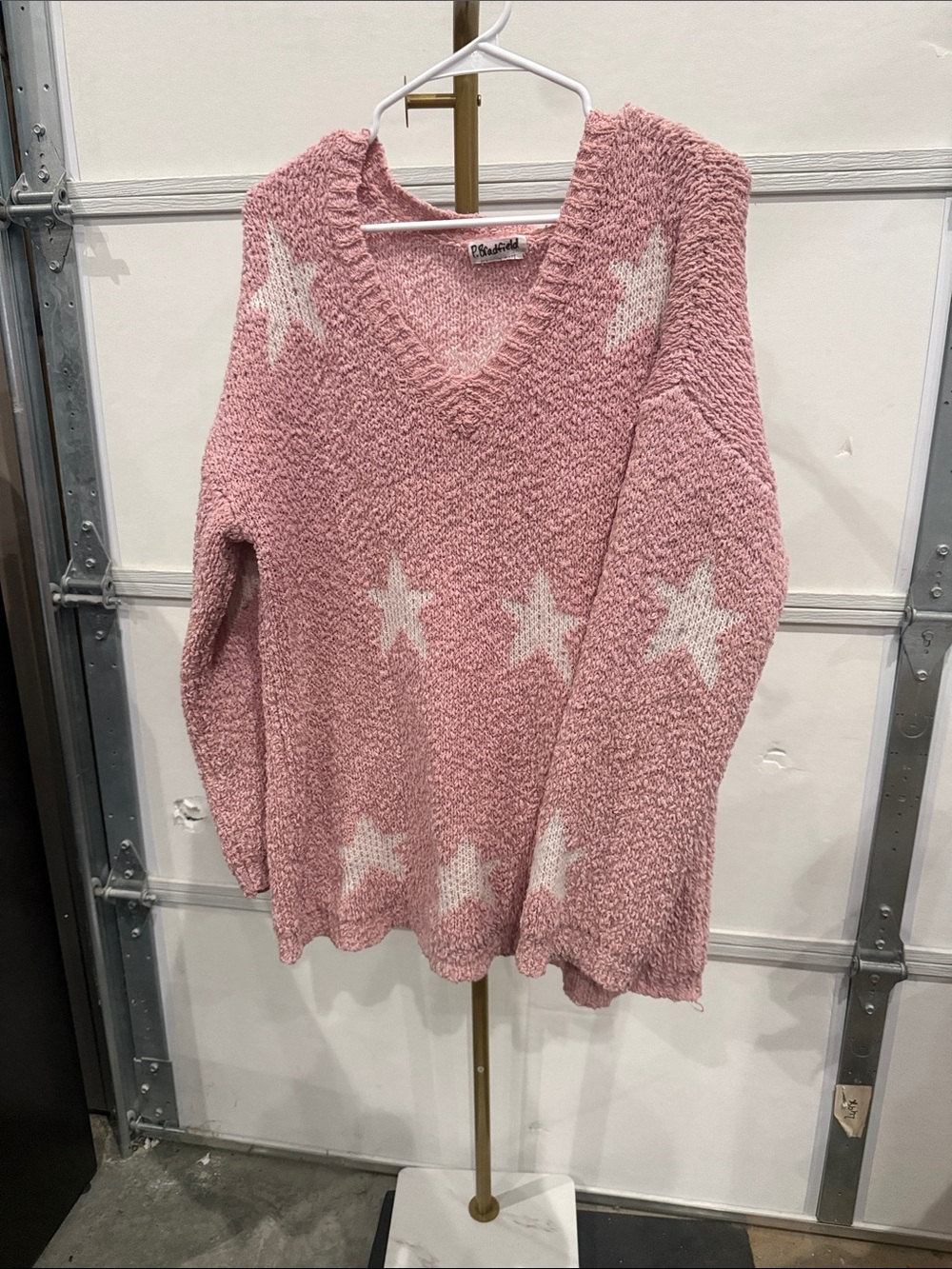 Lilly Pulitzer Pink V-Neck Star Knit Sweater - Picture 1 of 3